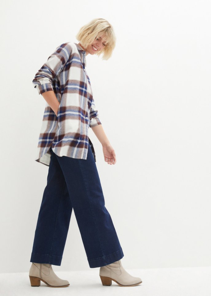 Long- Flanell- Hemdbluse, extra warm