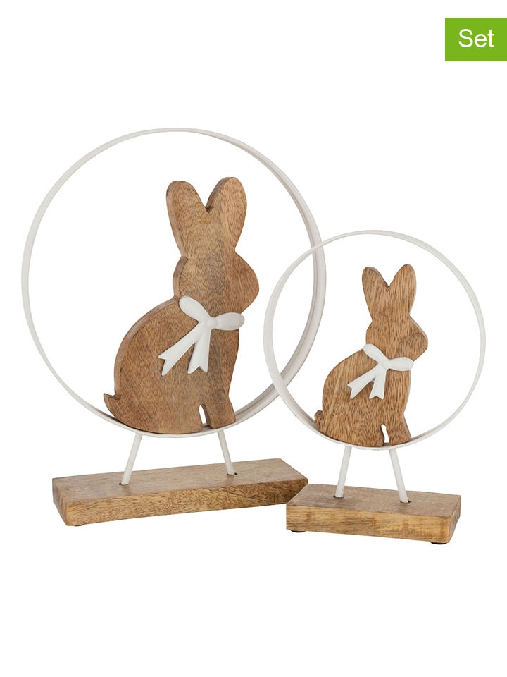 J Line 2er-Set: Dekoaufsteller in Hellbraun/ Weiß - (B)21,5 x (H)31 cm günstig kaufen onesize