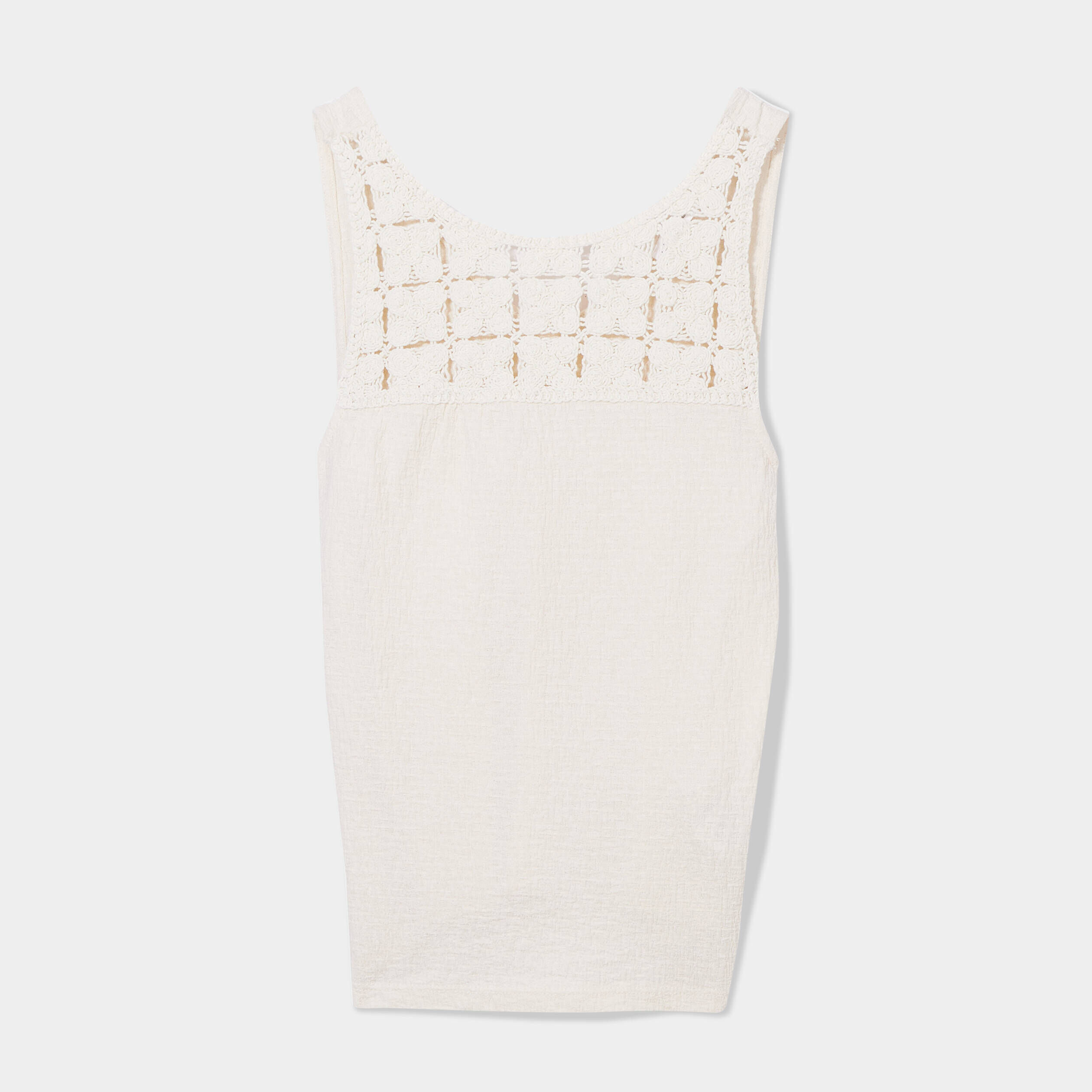 Débardeur col macramé ecru femme | Cache Cache