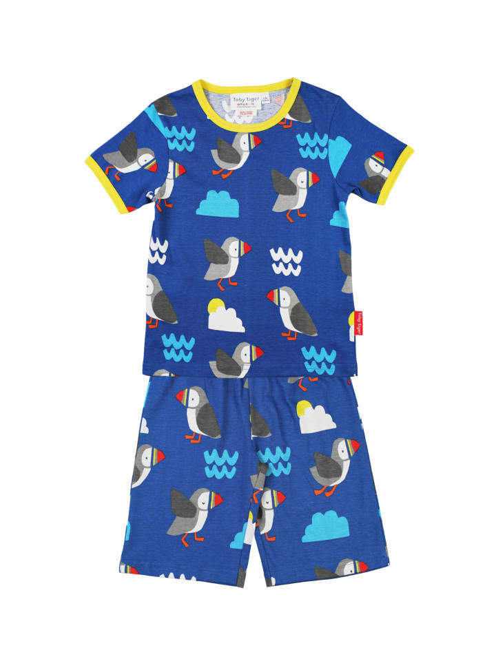 Toby Tiger Schlafanzug mit Papageientaucher Print in blau günstig kaufen