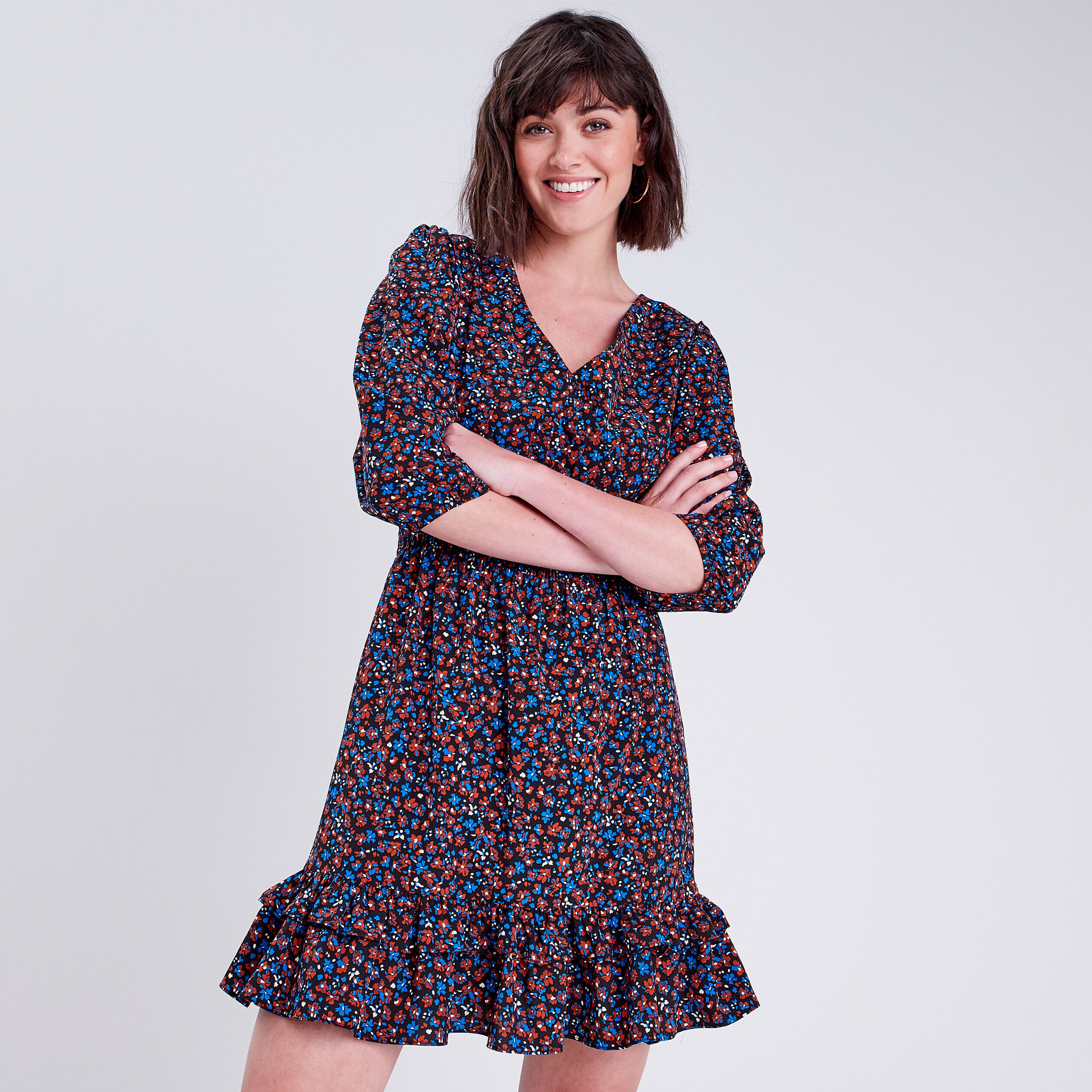 Robe droite smockée noir femme | Cache Cache