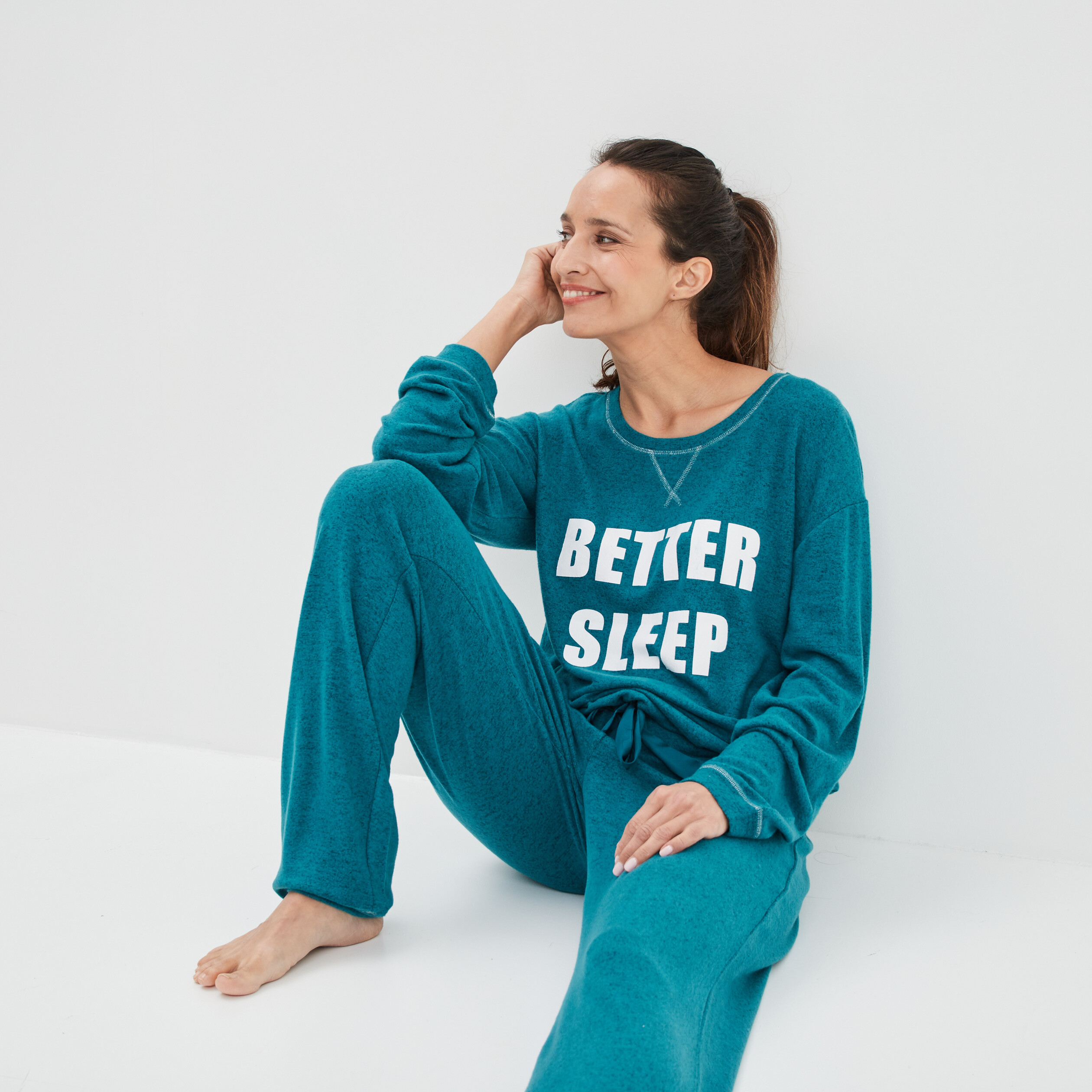 Ensemble pyjama 2 pièces bleu canard femme | La Halle