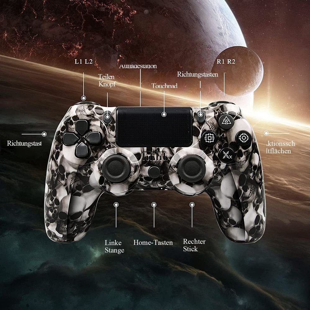 KINSI Gamepad, Game Controller, Wireless, Bluetooth, für PS4 PlayStation 4-Controller