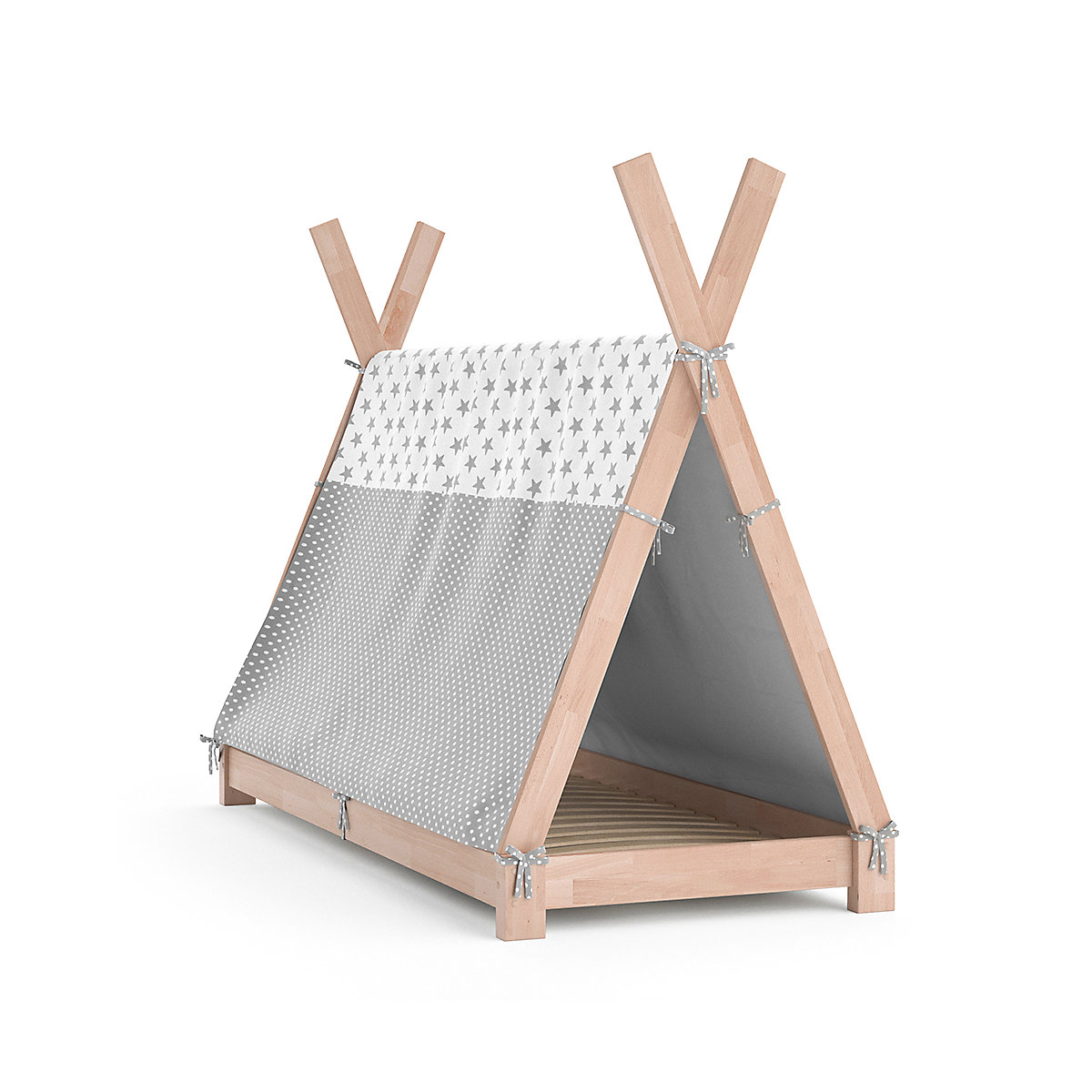 Kinderbett Hausbett Tipi + Überwurf 80x160cm Indianerzelt Indianerbett