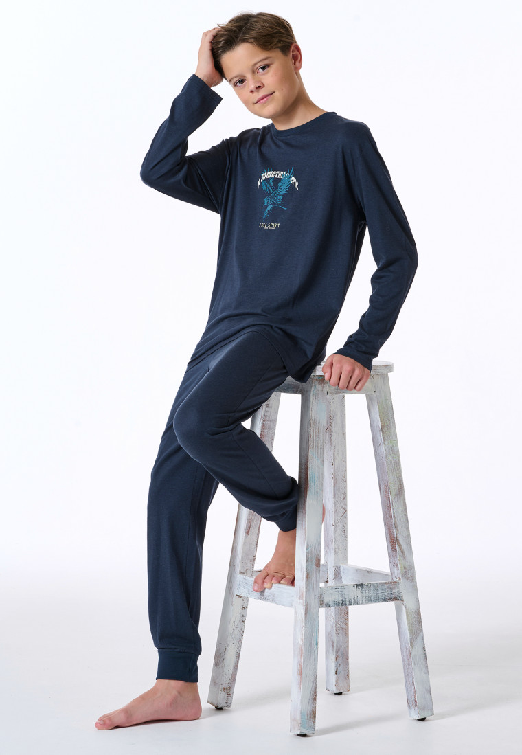 Schlafanzug lang nachtblau - Nightwear