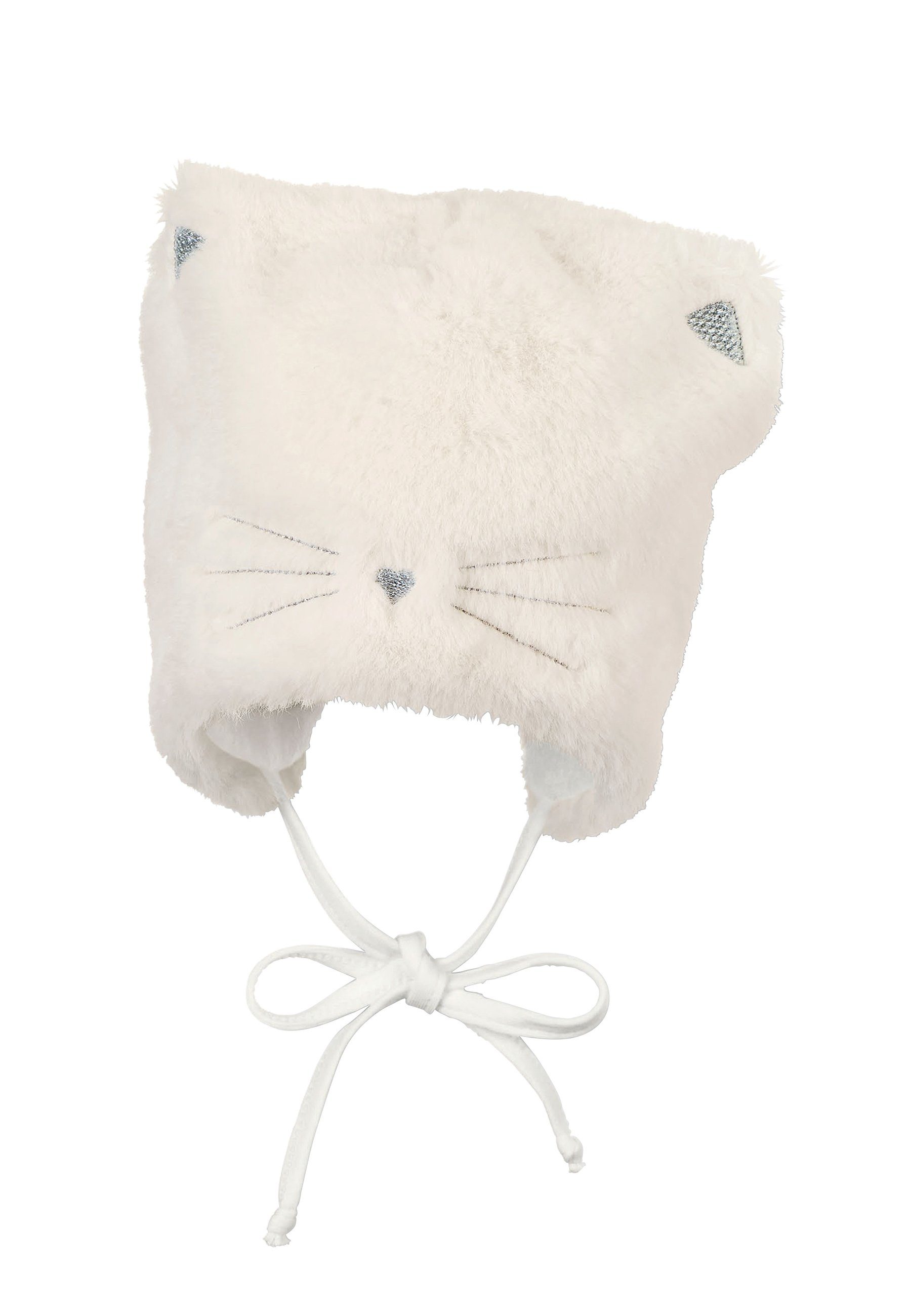 Sterntaler® Ballonmütze Mütze (1-St., Baby Wintermütze mit Bindeband und Stickerei) Kindermütze aus Kunstfell gefütterte Mütze mit Ohren