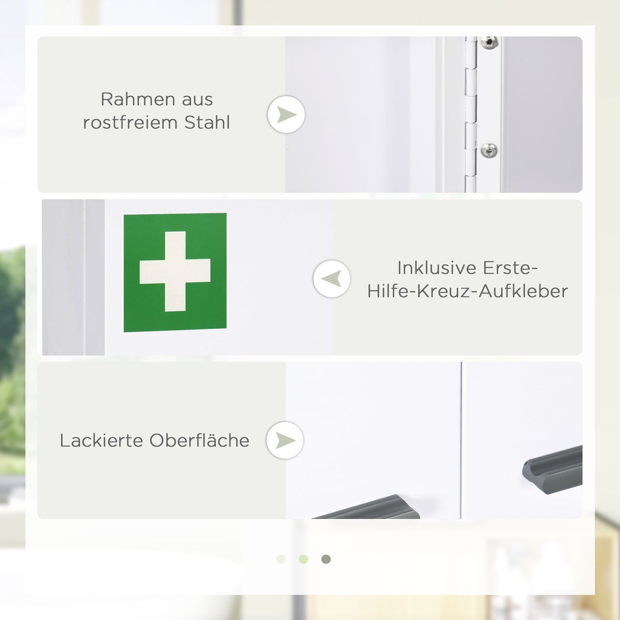 kleankin Medizinschrank, 2-türiger Apothekerschrank, Arzneischrank, Wandmontage