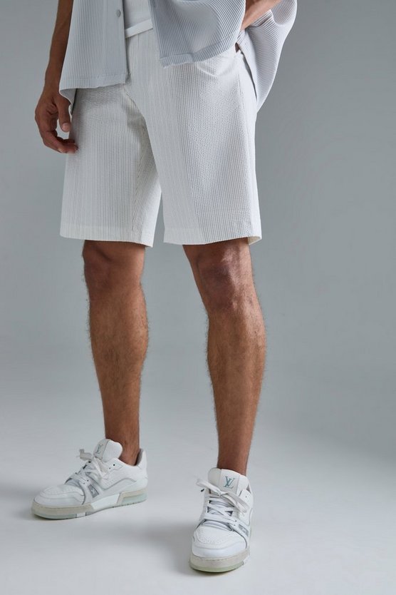 Gestreifte Seersucker Shorts