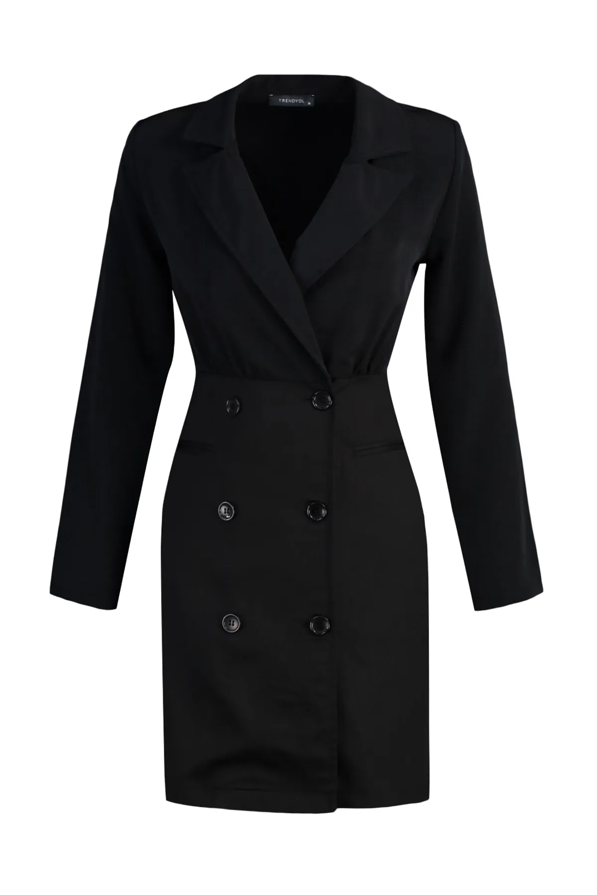 Trendyol Collection  Schwarzes, gewebtes Kleid mit Knopfdetail TWOAW23EL00527