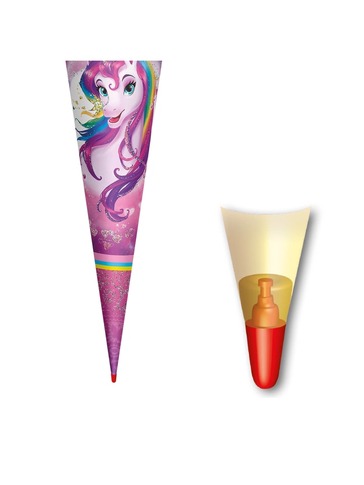 ROTH Schultüte groß Einhornportrait 70 cm, Glitter in Rosa günstig kaufen onesize
