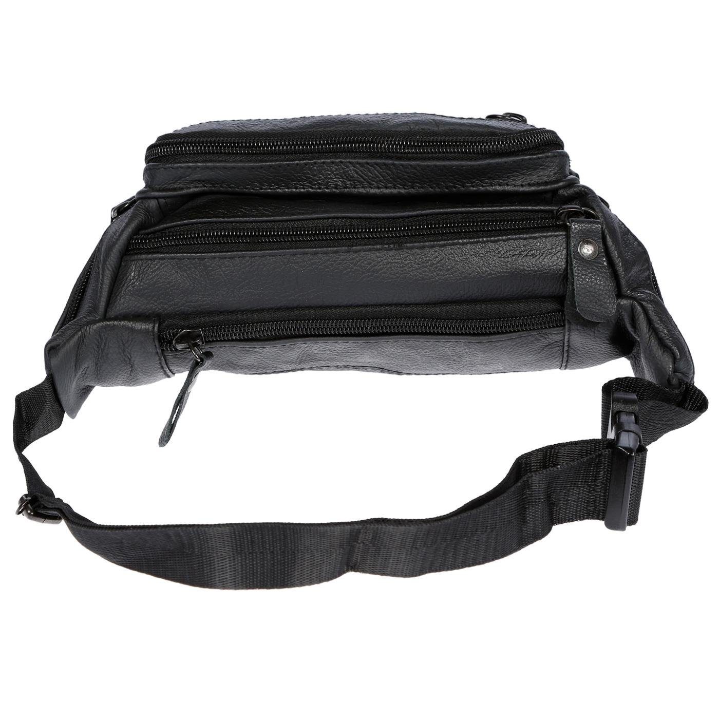 Christian Wippermann Bauchtasche Leder Bauchtasche für Herren Damen Schwarz Braun, Waistbag Hüfttasche Waist Bag