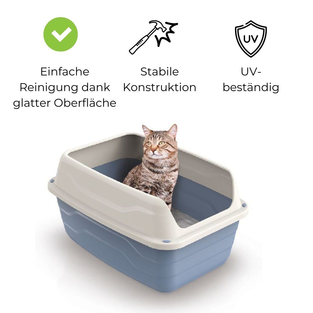 GarPet Katzentoilette XXL Extra hohe Katzentoilette offene Katzenklo mit hohem Rand