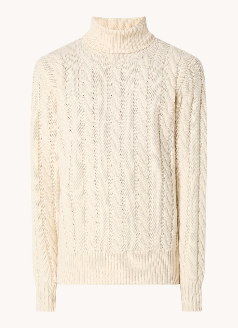 Ralph Lauren  Kabelgebreide coltrui in kasjmierblend