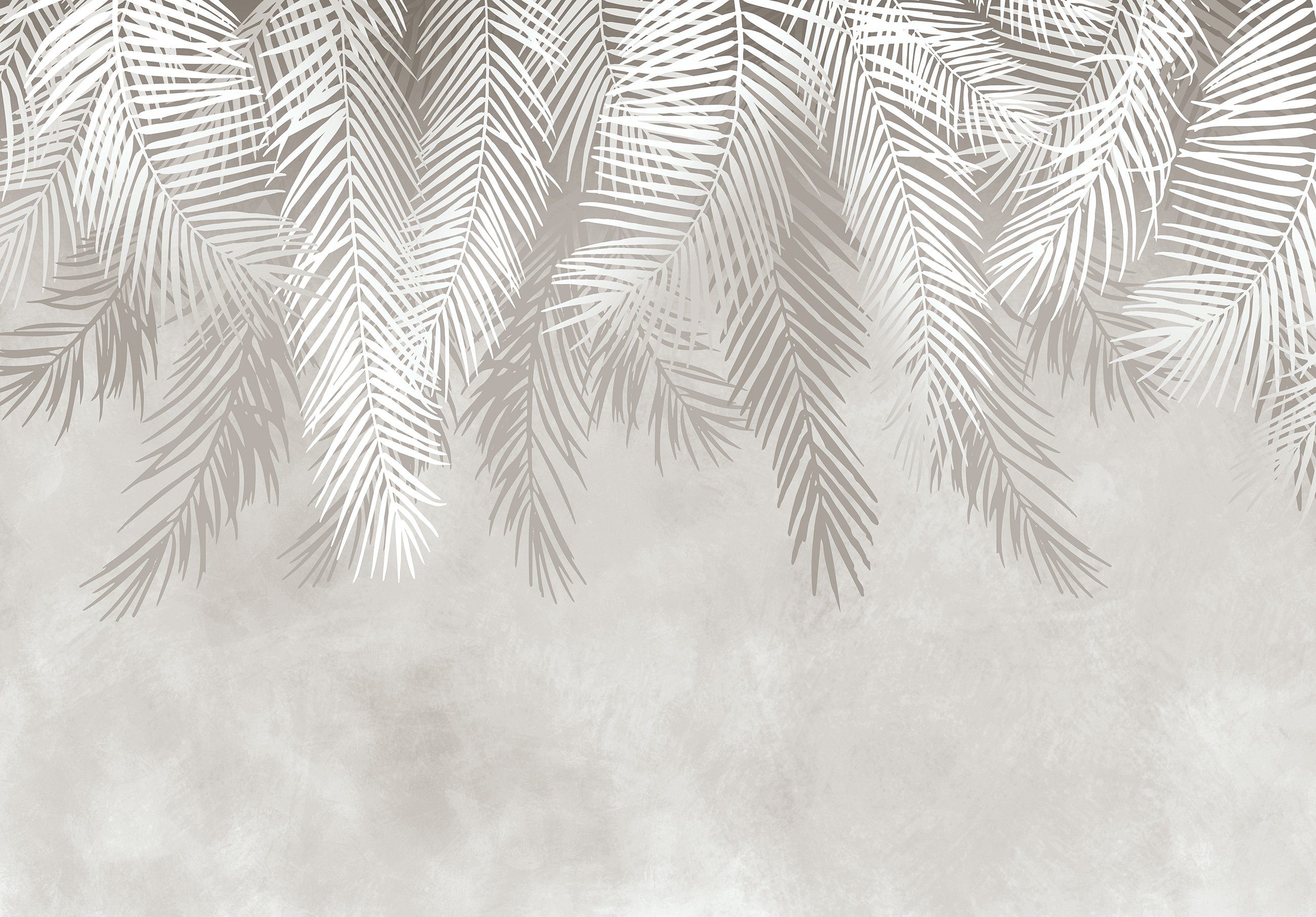 Wallarena Fototapete Blätter Palmen Pflanzen Modern Beige Vlies Tapete für Wohnzimmer oder Schlafzimmer Vliestapete Wandtapete Motivtapete, Glatt, botanisch, Vliestapete inklusive Kleister