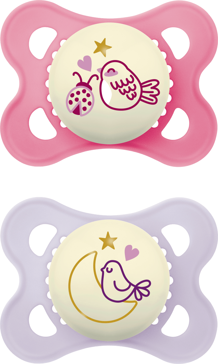Schnuller Original Night Silikon pink/lila, 0-6 Monate, 2 St