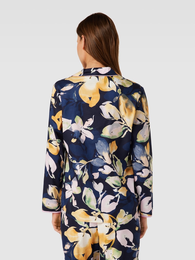 Pyjama-Oberteil mit floralem Muster Modell 'Estelle' in marineblau
