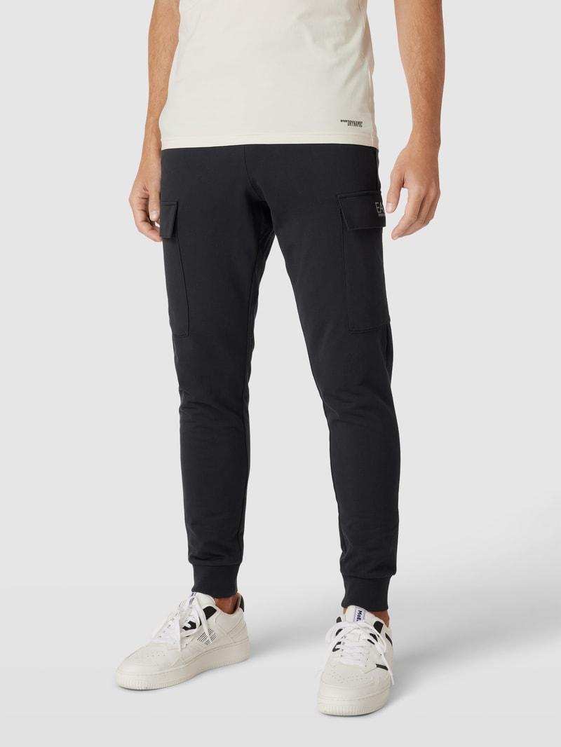 Sweatpants mit Label-Print in marineblau