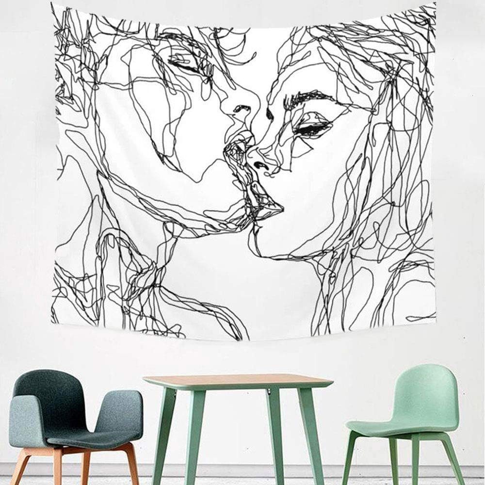 Wandteppich Modern Kuss Wandteppich Abstrakte Kunst Wandteppich Polyeste Hausdekor, Sarfly