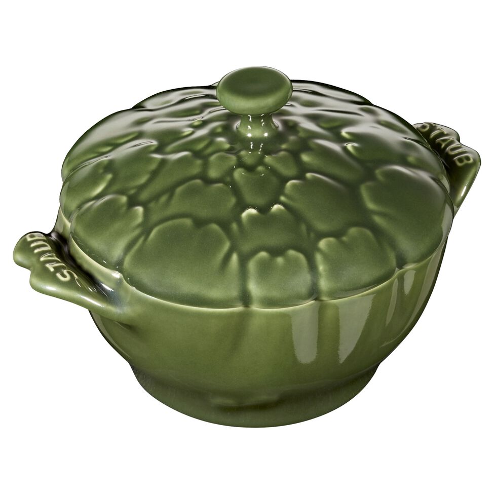 Cocotte 13 cm, Artischocke, Basilikum-Grün, Keramik