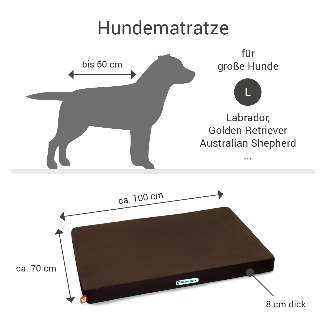Doctor Bark Hundekissen Doctor Bark Hundematratze braun L