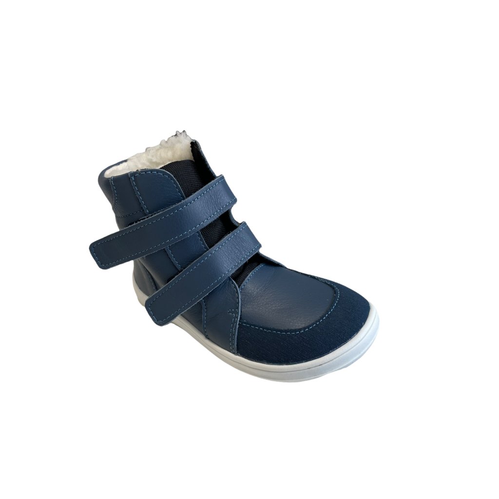 Baby Bare Febo Winter Navy (mit Membran / Asfaltico) blaue Barfußstiefeletten