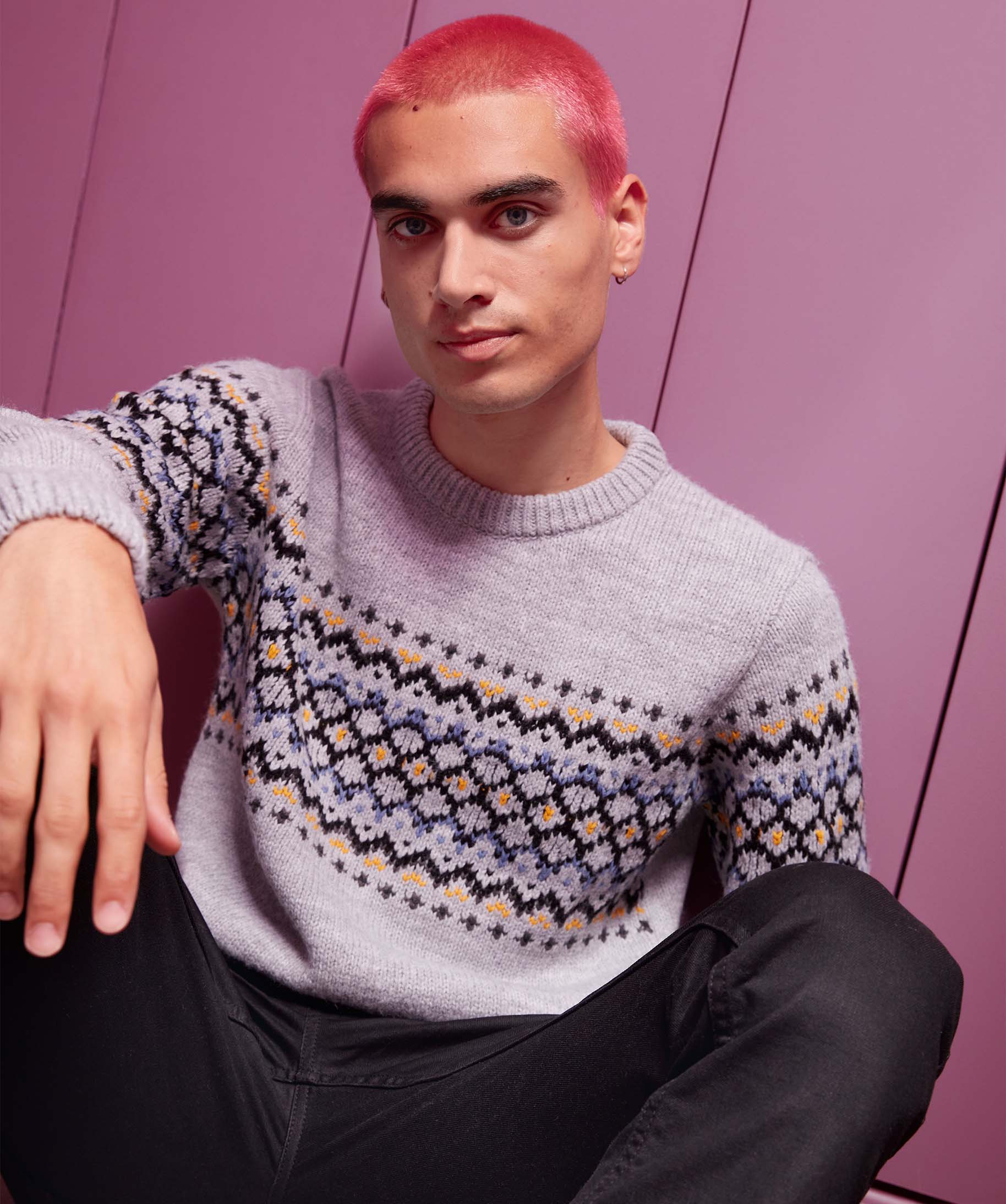 Pull de Nol homme motif jacquard gris clair | GEMO