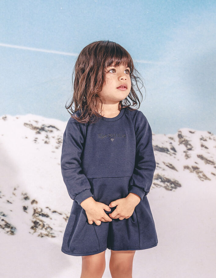 Robe réversible pommes-coeurs et marine bébé fille