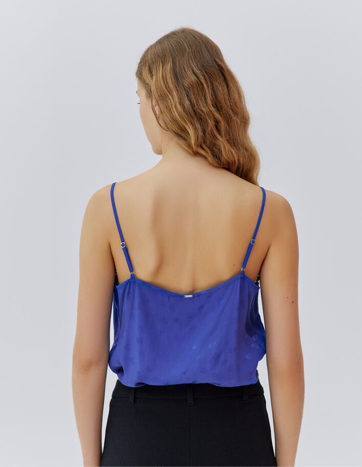 Top bleu esprit lingerie motif têtes de mort Femme