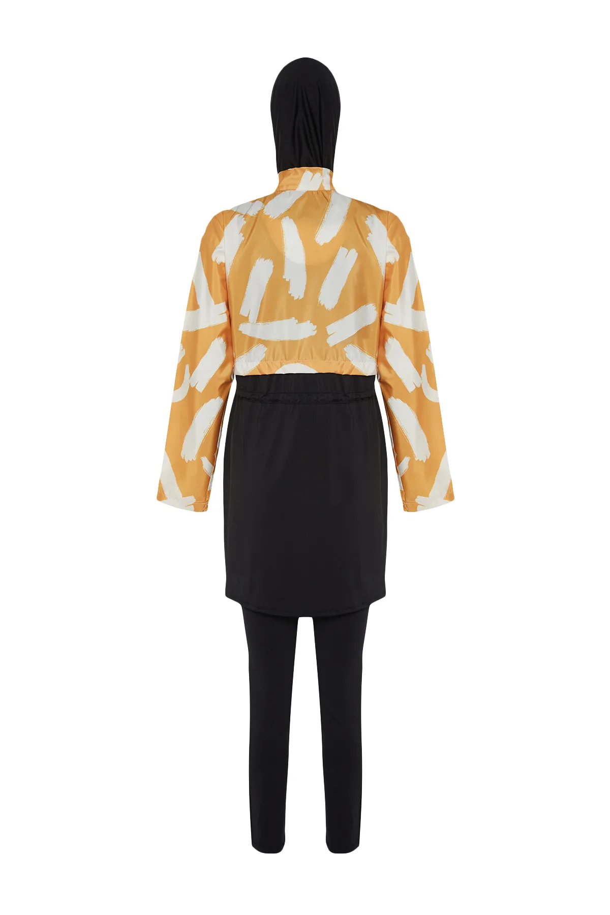 Trendyol Modest  Gelbes, vollständig bedecktes, 4-teiliges, gemustertes Badeanzug-Set TCTSS23CF00036