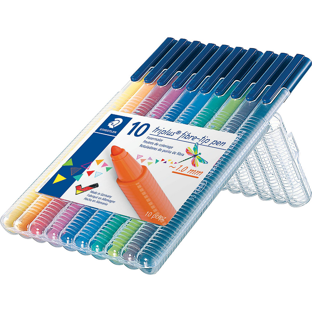 Fasermaler triplus® color, ca. 1,0 mm, aufstellbare STAEDTLER Box mit 10 Farben