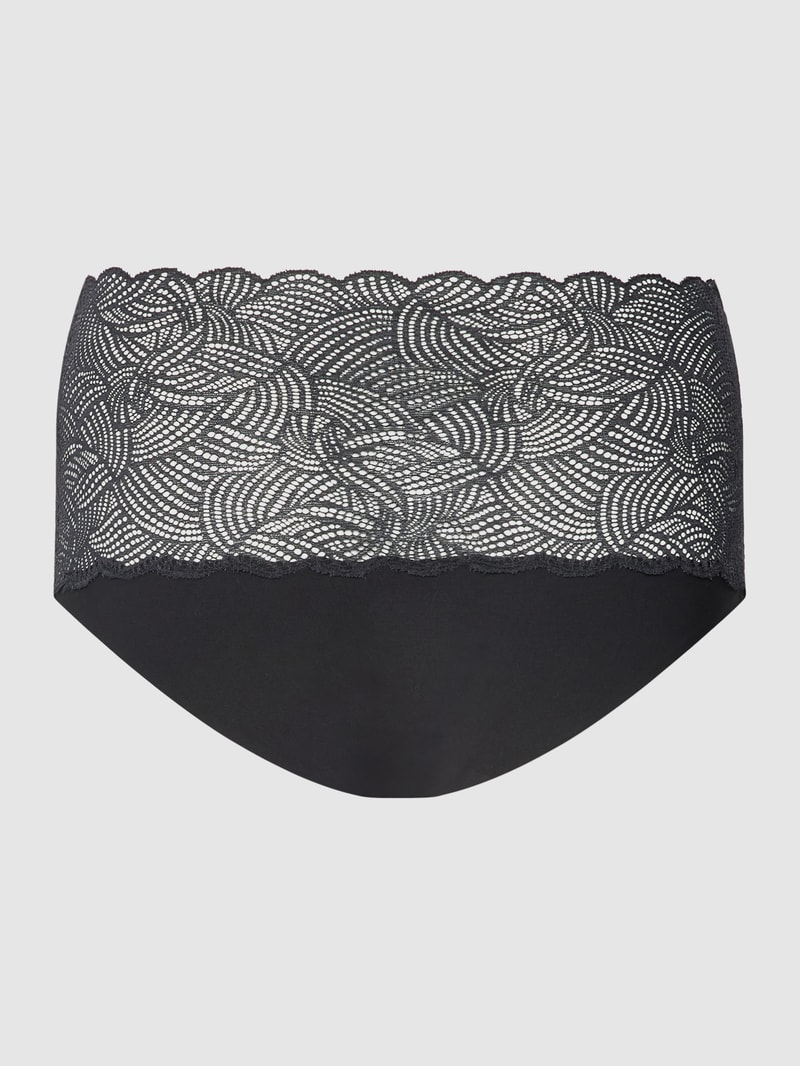 String mit Spitzenbesatz in schwarz