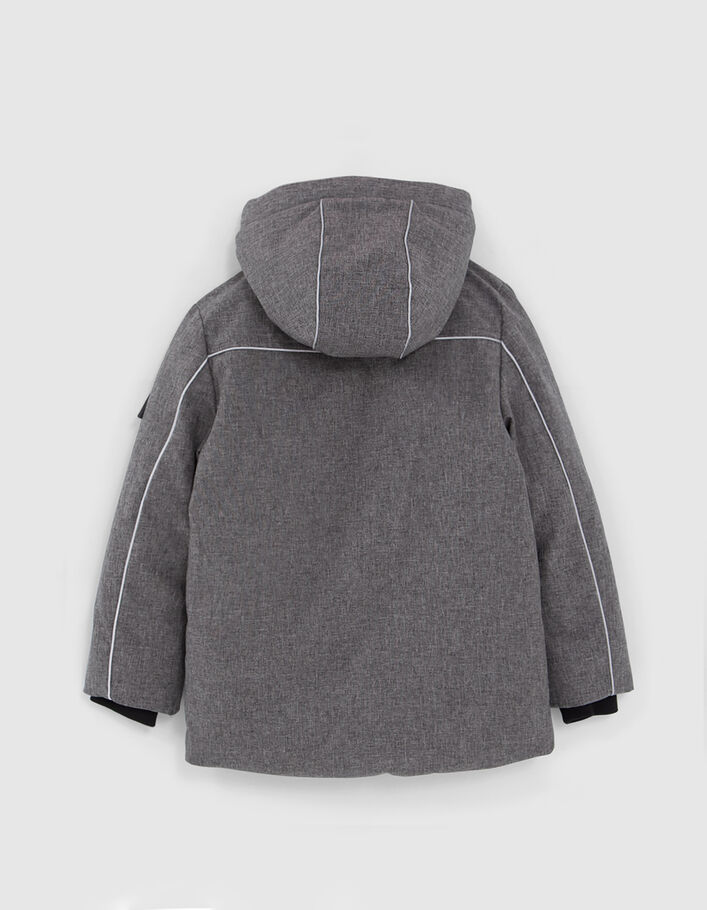 Parka grise doublure vert fluo garçon