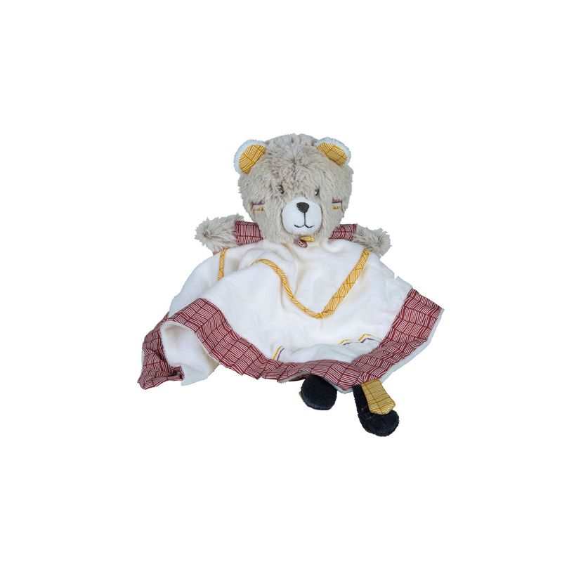 Doudou mouchoir Ours et Bordeaux Timouki