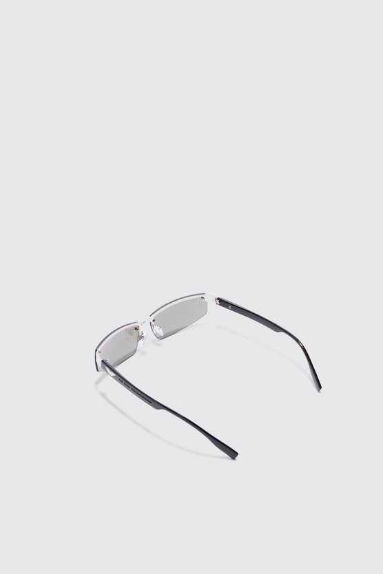 Schwarze rahmenlose eckige Sonnenbrille