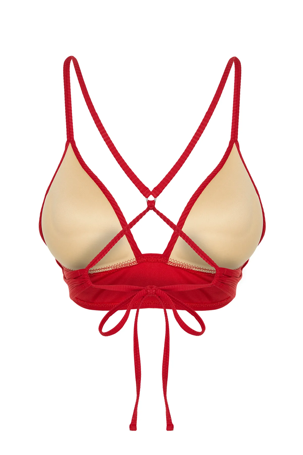Trendyol Collection  Rotes Dreieck-Push-up-Bikinioberteil mit Struktur TBESS21BU0010