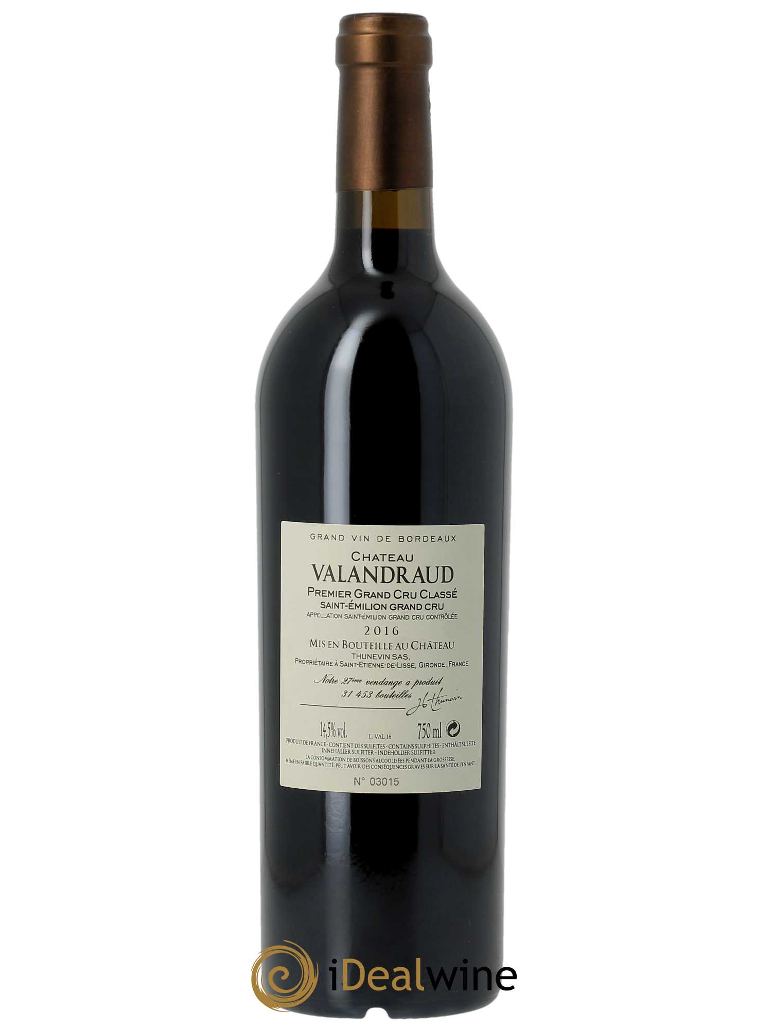 Château de Valandraud 1er Grand Cru Classé B (depuis 2012)  2016 - Lot de 1 Bouteille