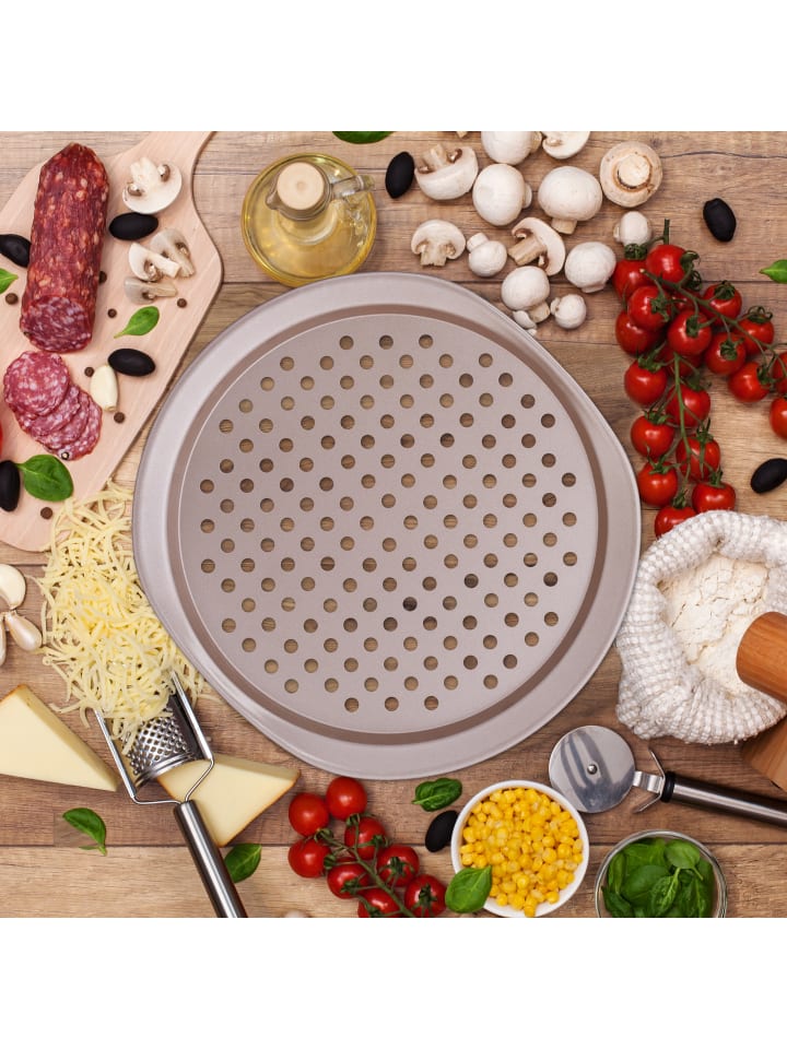 relaxdays 2 x Pizzablech in Braun - ∅ 29,5 cm günstig kaufen onesize