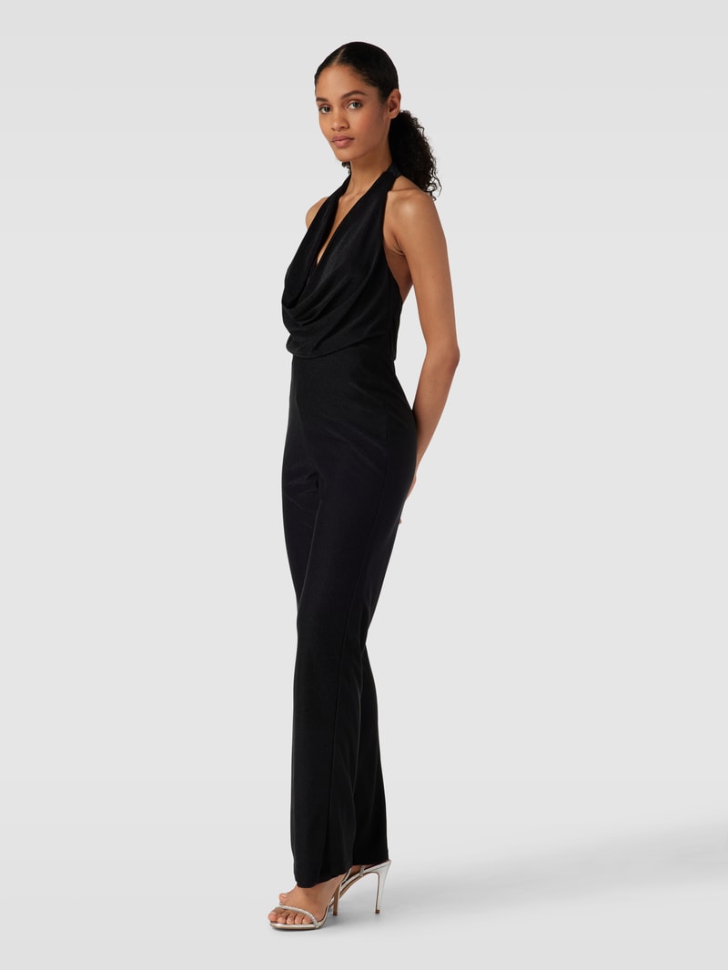 Jumpsuit mit Wasserfall-Ausschnitt in schwarz
