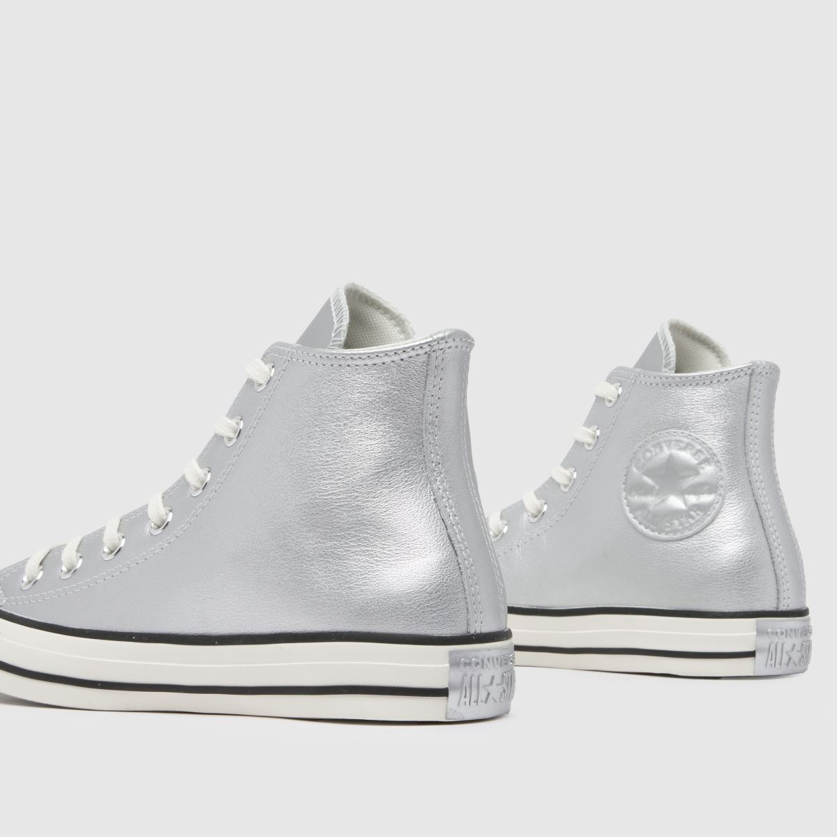 Converse – All Star – Silverfärgade höga sneakers