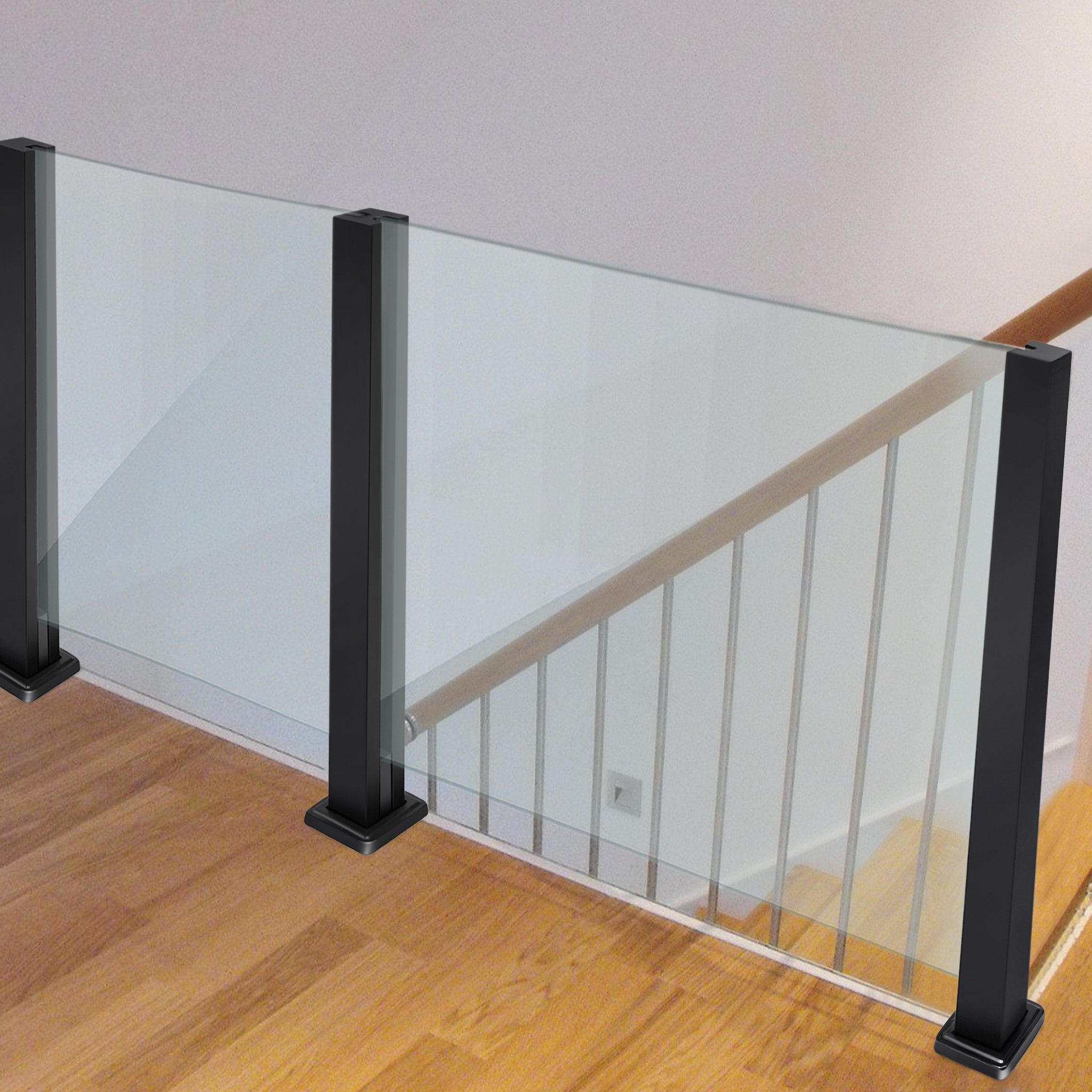 AUFUN Zaun Glas Geländerpfosten Glashalter Edelstahl Silber Glasklemme, 10-12mm, (Glas-Geländerpfosten, Glas-Balustradenpfosten), Sichtschutz, Windschutz für Gehärtetes Glas Werden 85cm / 95cm