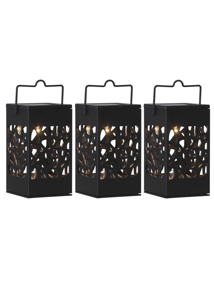 MARELIDA 3er Set LED  Solar Laternen zum Hängen oder Stellen H: 11cm in schwarz günstig kaufen onesize