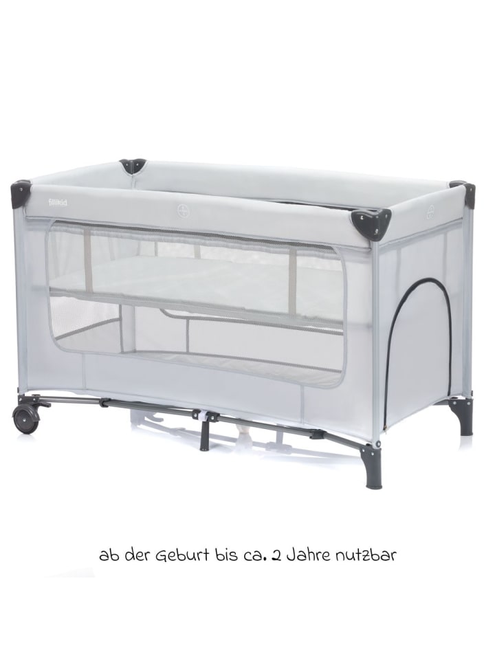 fillikid Reisebett Capri ab Geburt - 15 kg mit verstellbarem in grau günstig kaufen onesize