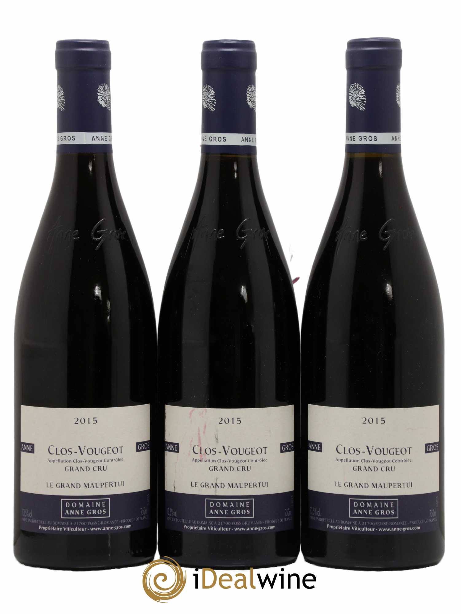 Clos de Vougeot Grand Cru Le Grand Maupertui Anne Gros  2015 - Lot de 3 Bouteilles