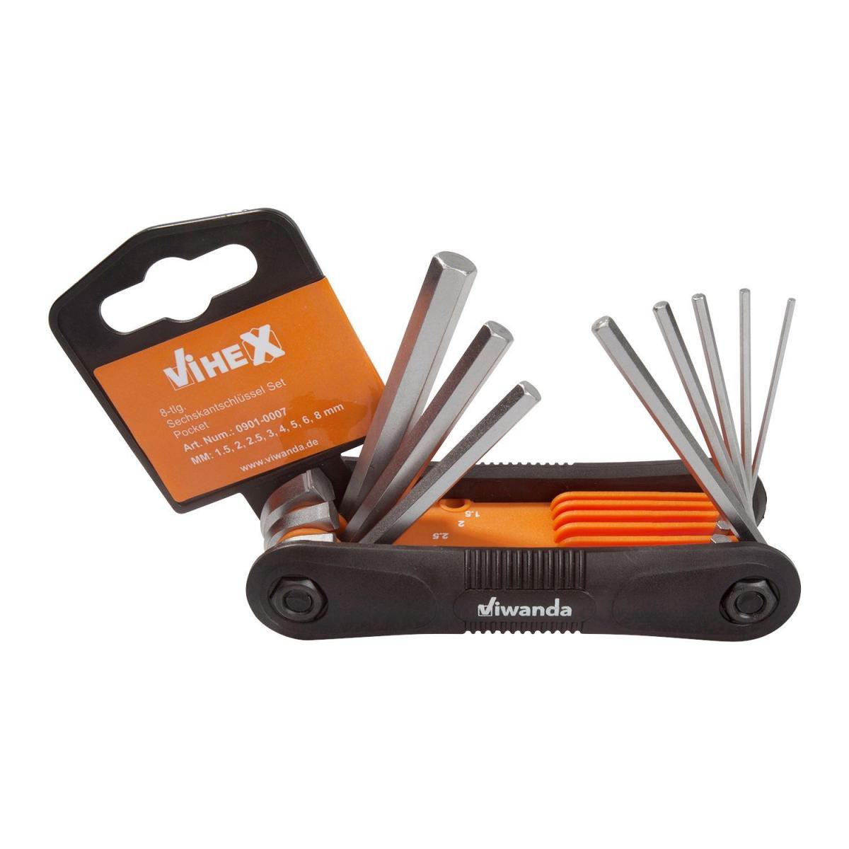 Viwanda ViHEX 8 tlg. einklappare Sechskantsschlüssel, Winkelschlüssel