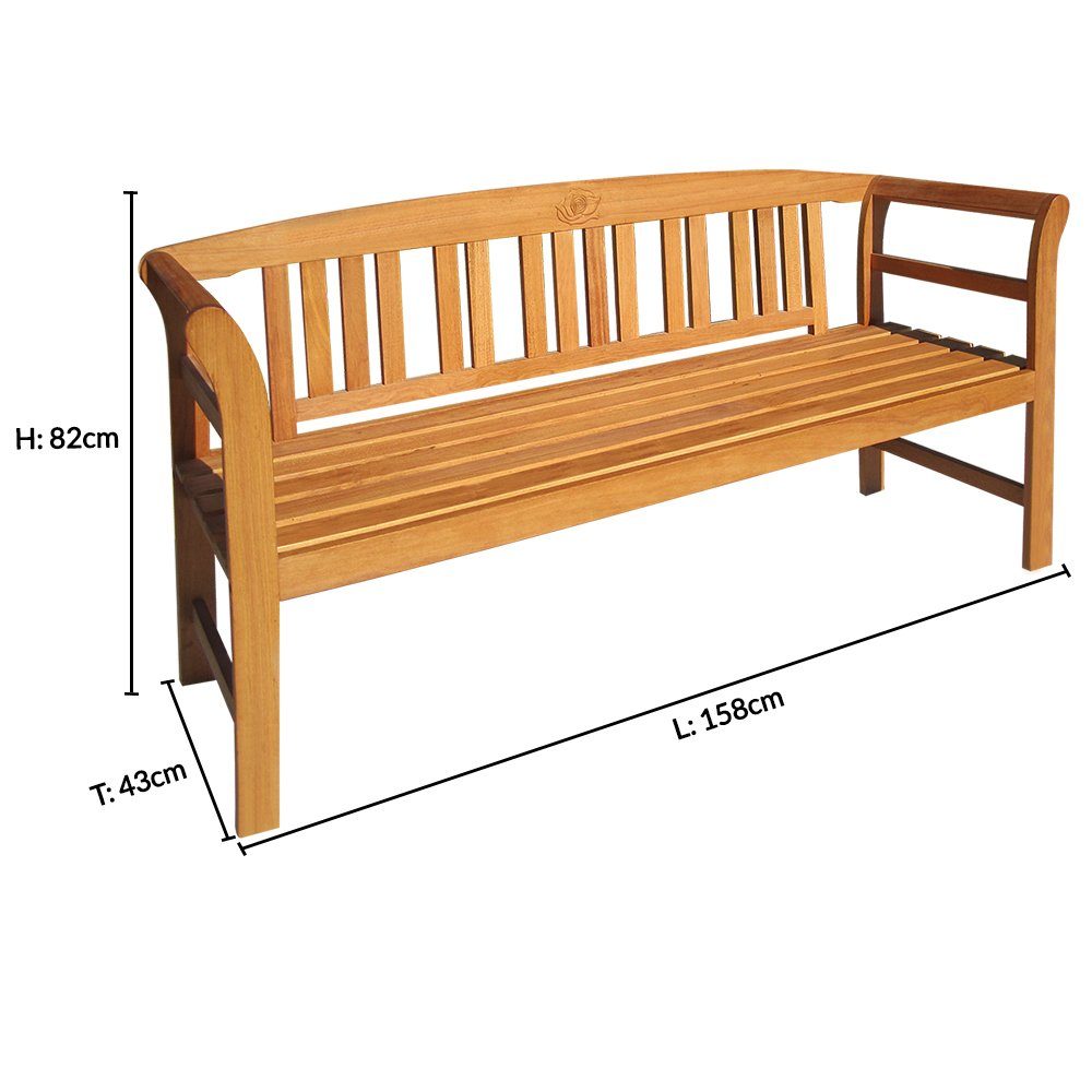 Deuba Gartenbank, Wetterfest Eukalyptus Holz FSC®-zertifiziert 320kg Belastbar 3-Sitzer