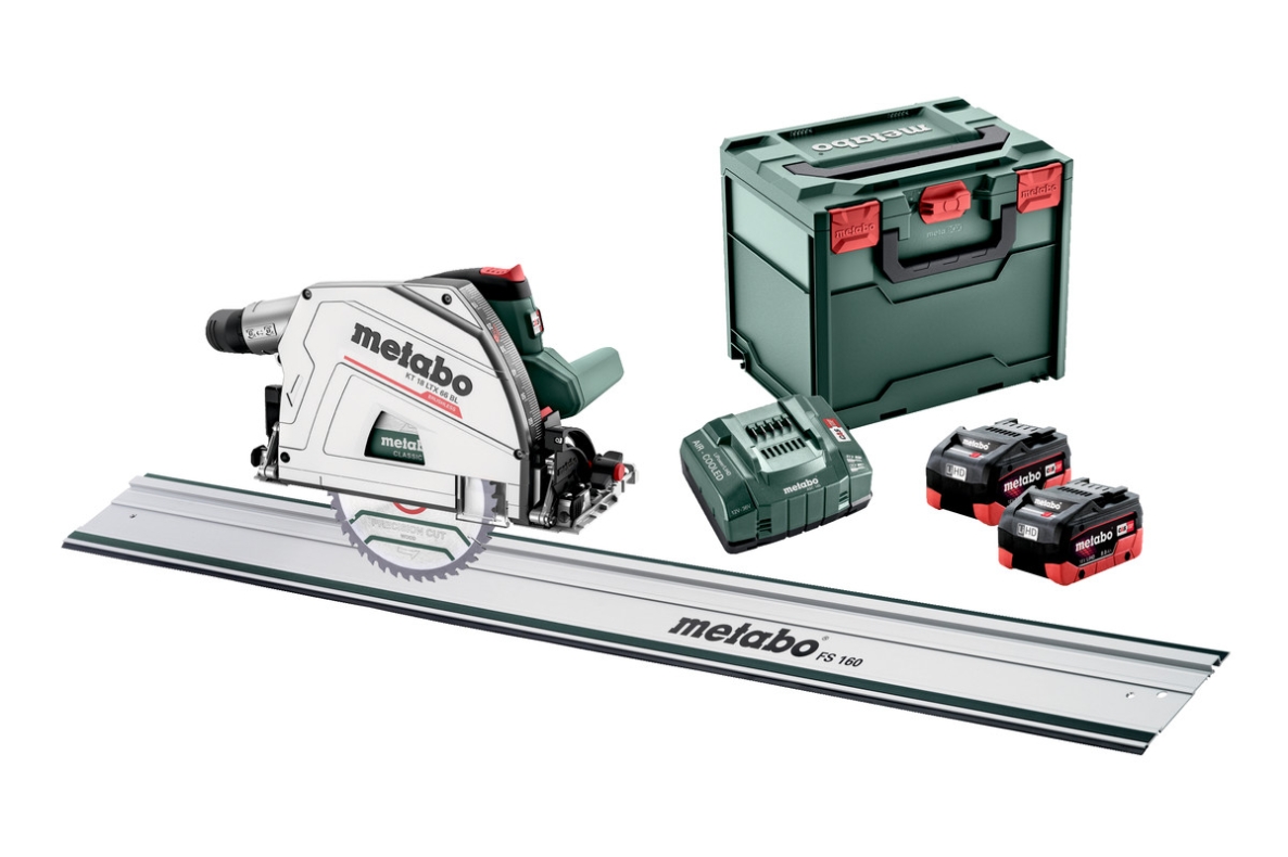 Metabo 691172810 KT 18 LTX 66 BL Ferăstrău circular cu imersie fără fir 18V 8.0Ah LiHD în cutie meta + Șină de ghidare FS160