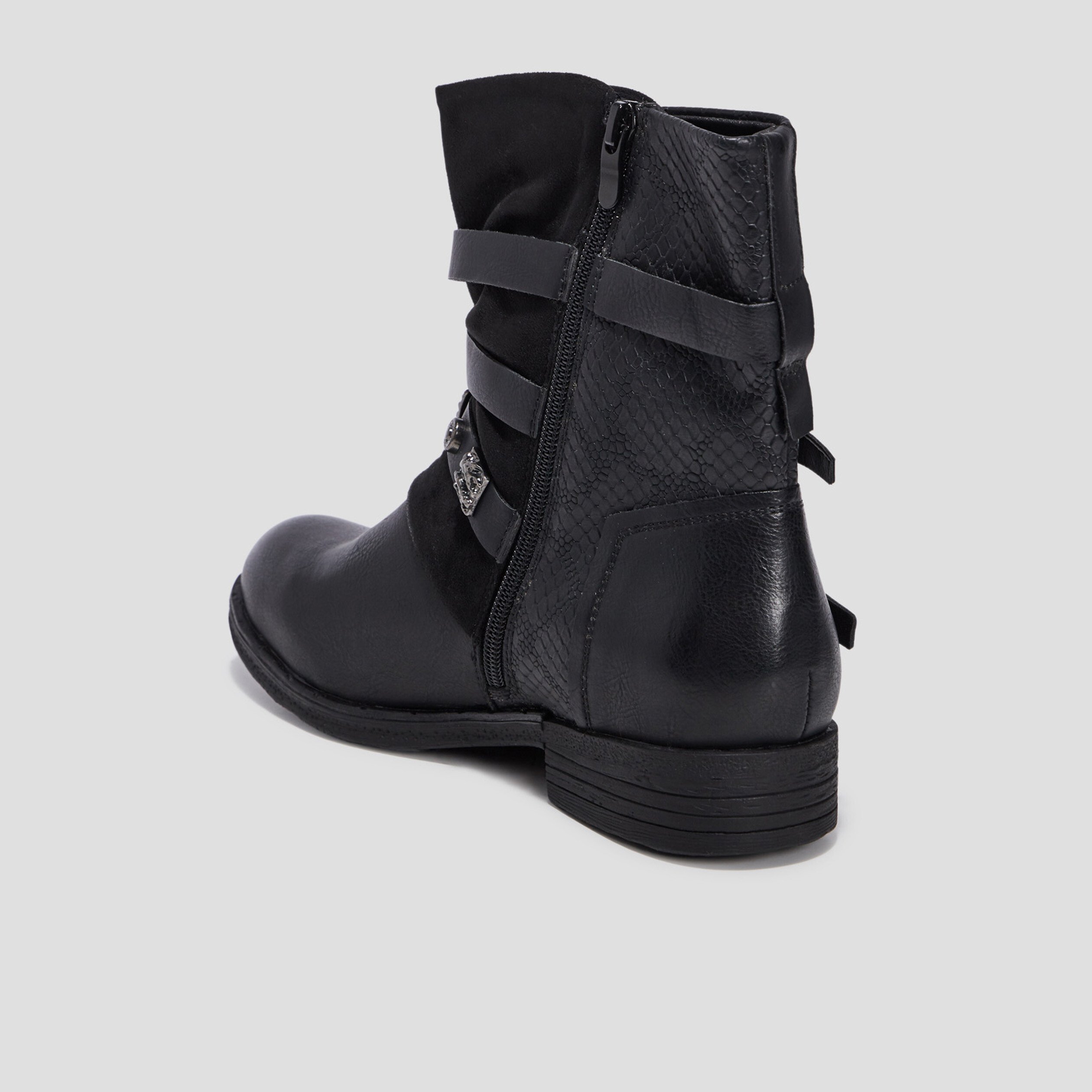 Bottines avec boucles et clous noir femme | La Halle