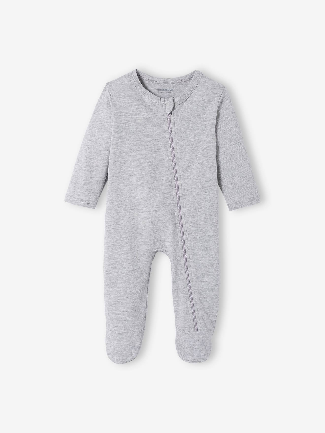 Lot de 3 pyjamas bébé en jersey ouverture zippée BASICS lot moutarde