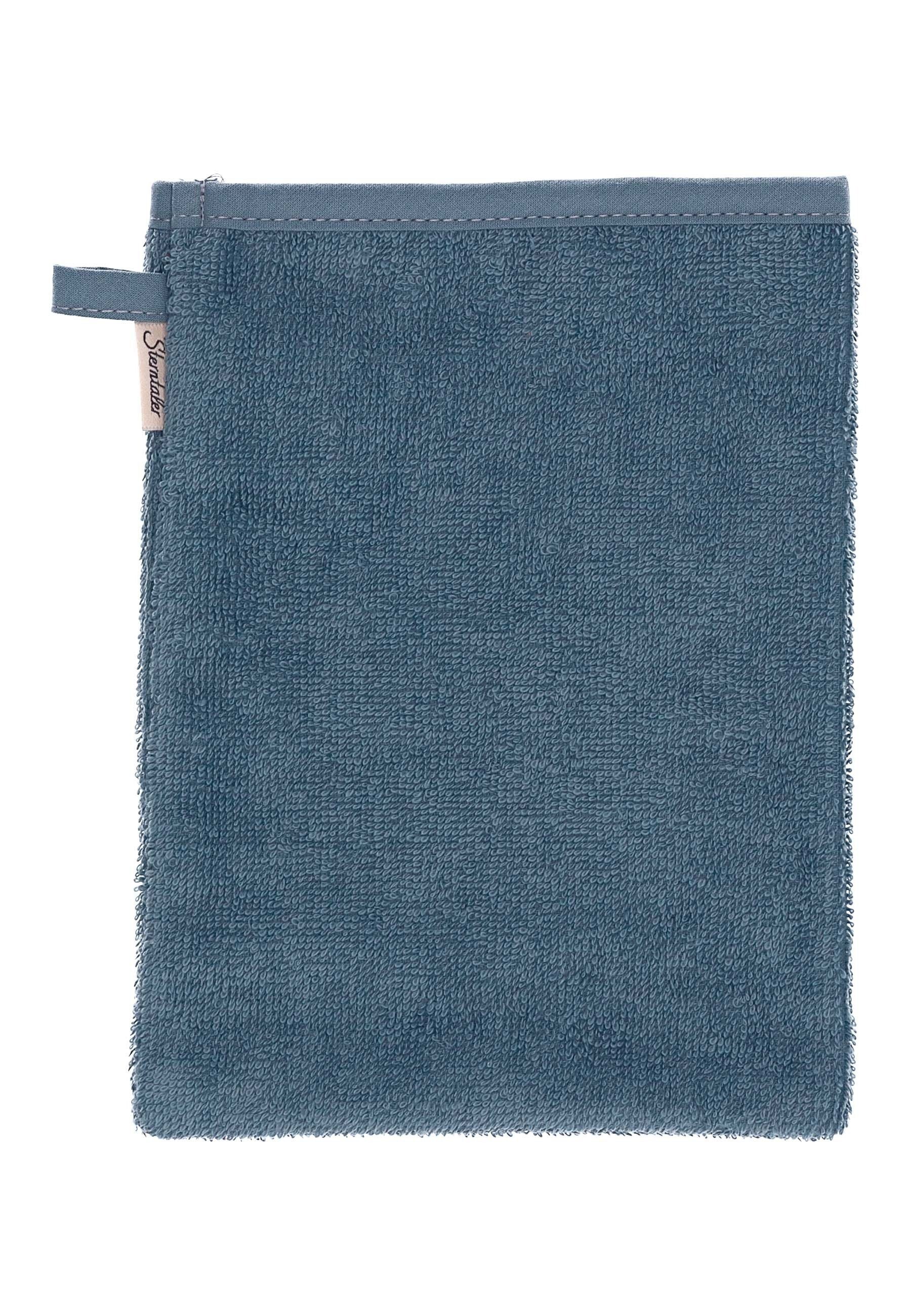 Sterntaler® Waschhandschuh 3er-Pack GOTS Waschhandschuhe Emmi (Stay true to nature, 1-tlg), Waschhandschuh - Nachhaltiger 3er Waschlappen Esel Emmi aus Frottee - Babywaschlappen Motiv Esel Emmi in Graublau, 15x21 cm - Seiftuch mit appliziertem Stickm