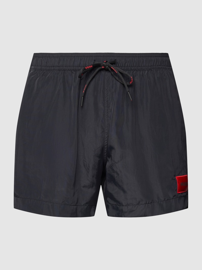 Badehose mit Label-Patch Modell 'DOMINICA' in schwarz
